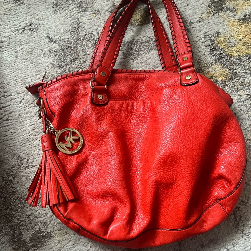 Michael Kors Red Leather Shoulder Bag